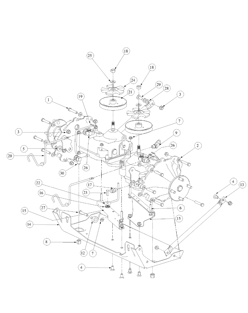 Drive Assembly Diagram and Parts List for M54-KW 53AB5DBW150-23-HP Cub Cadet Lawn Tractor